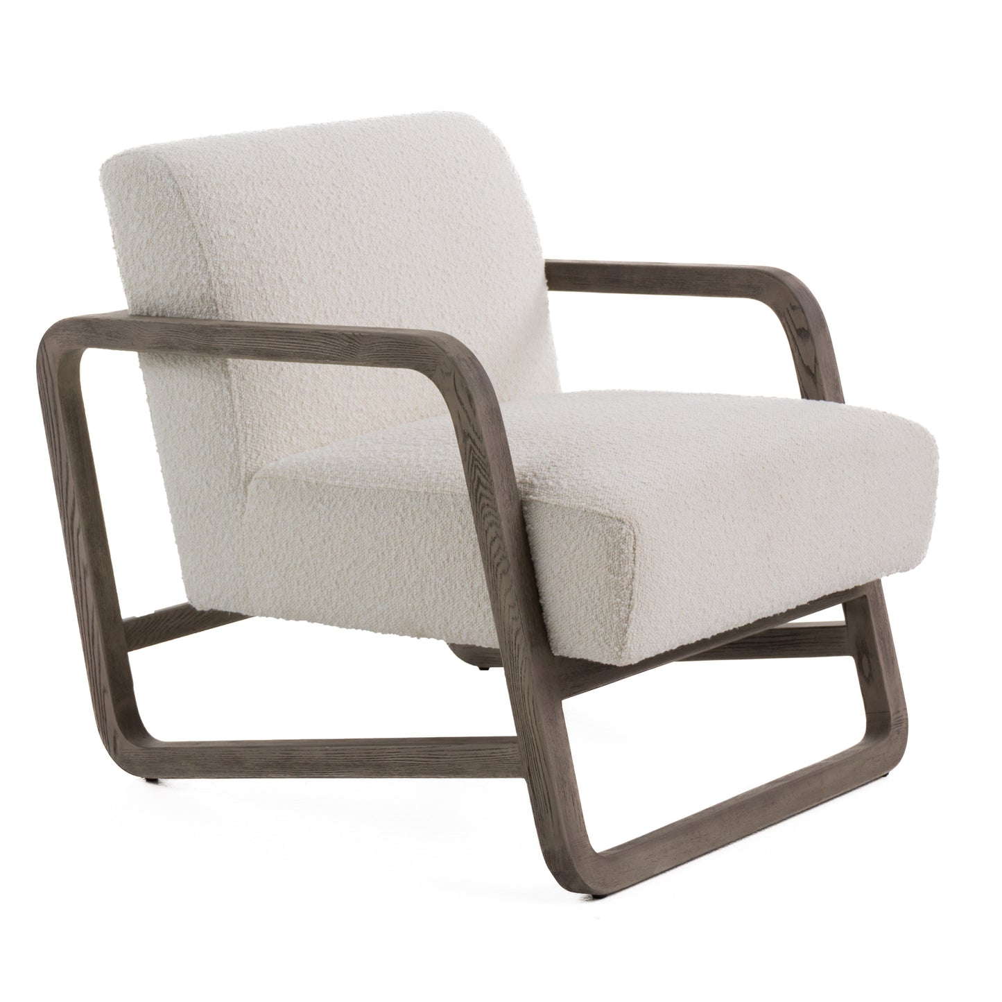 Modrest Wilber Modern Off-White Fabric Grey Wood Accent Chair