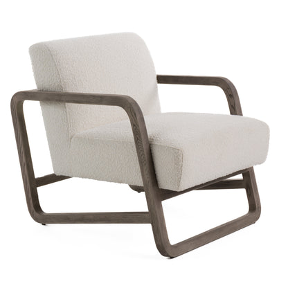 Modrest Wilber Modern Off-White Fabric Grey Wood Accent Chair