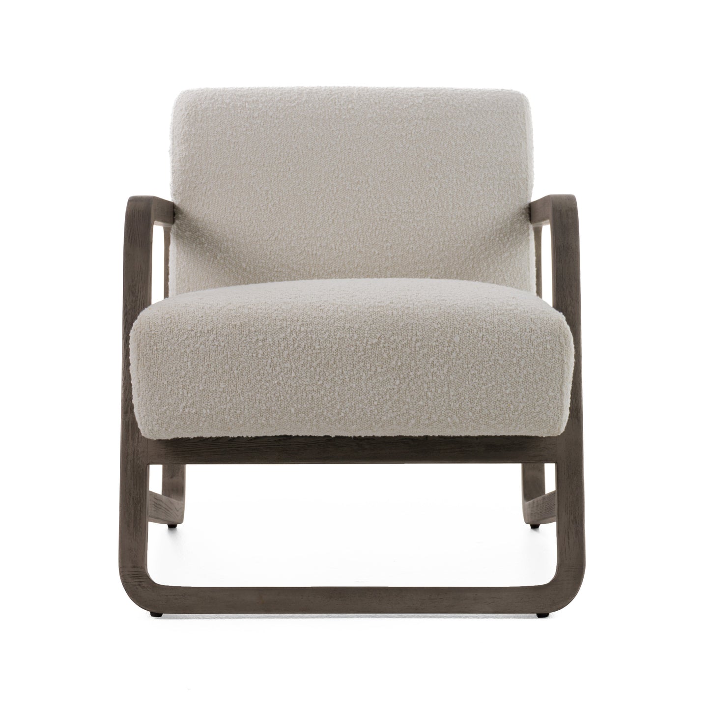 Modrest Wilber Modern Off-White Fabric Grey Wood Accent Chair