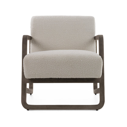 Modrest Wilber Modern Off-White Fabric Grey Wood Accent Chair