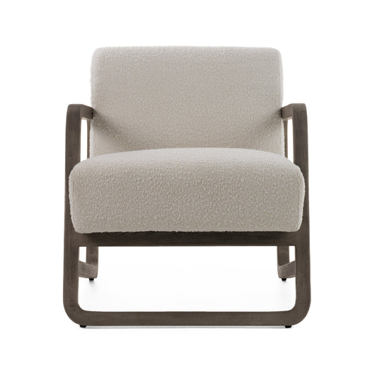 Modrest Wilber Modern Off-White Fabric Grey Wood Accent Chair