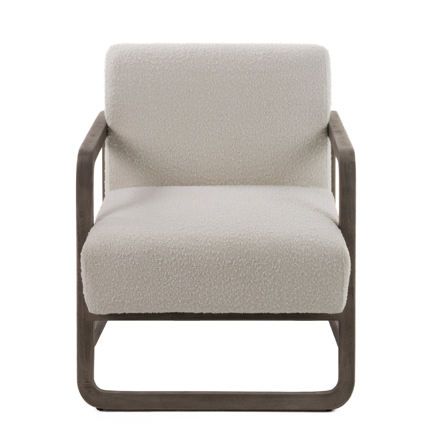 Modrest Wilber Modern Off-White Fabric Grey Wood Accent Chair