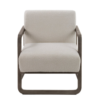 Modrest Wilber Modern Off-White Fabric Grey Wood Accent Chair