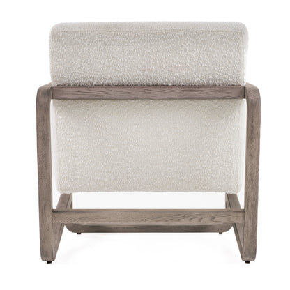 Modrest Wilber Modern Off-White Fabric Grey Wood Accent Chair