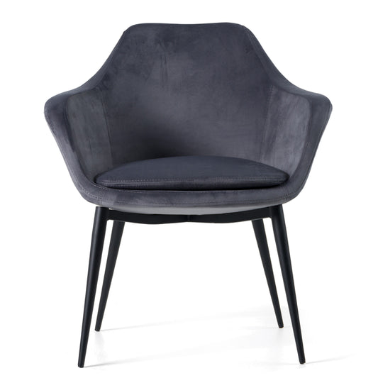 Modrest Wilson Modern Grey Velvet and Black Dining Chair