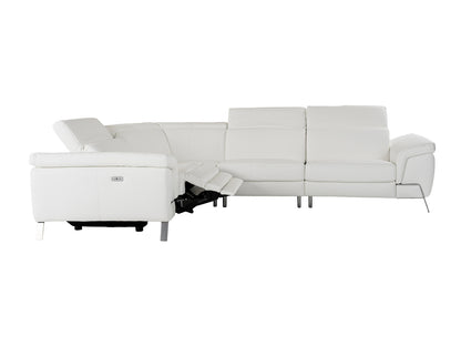 Lamod Italia Mini Wonder Italian Modern White Leather Sectional Sofa with Recliners