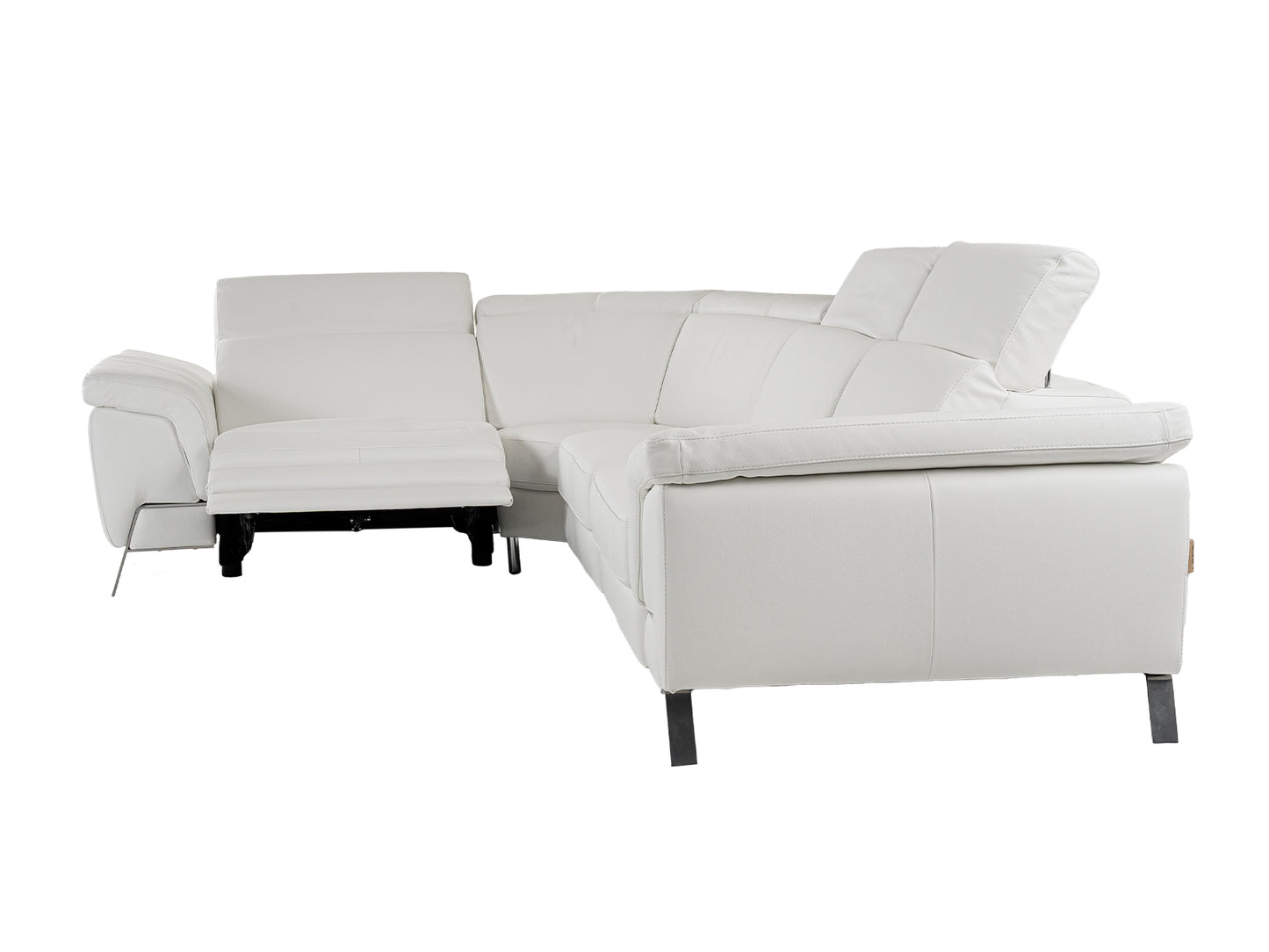 Lamod Italia Mini Wonder Italian Modern White Leather Sectional Sofa with Recliners