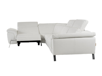 Lamod Italia Mini Wonder Italian Modern White Leather Sectional Sofa with Recliners