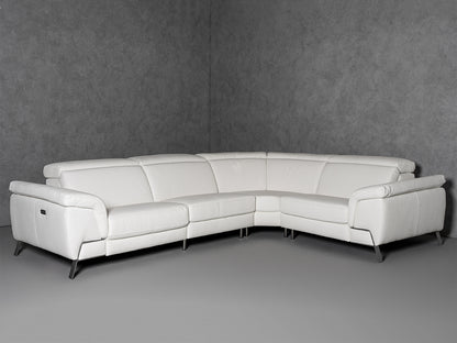 Lamod Italia Mini Wonder Italian Modern White Leather Sectional Sofa with Recliners