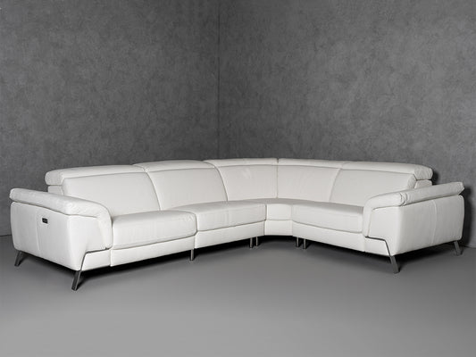 Lamod Italia Mini Wonder Italian Modern White Leather Sectional Sofa with Recliners