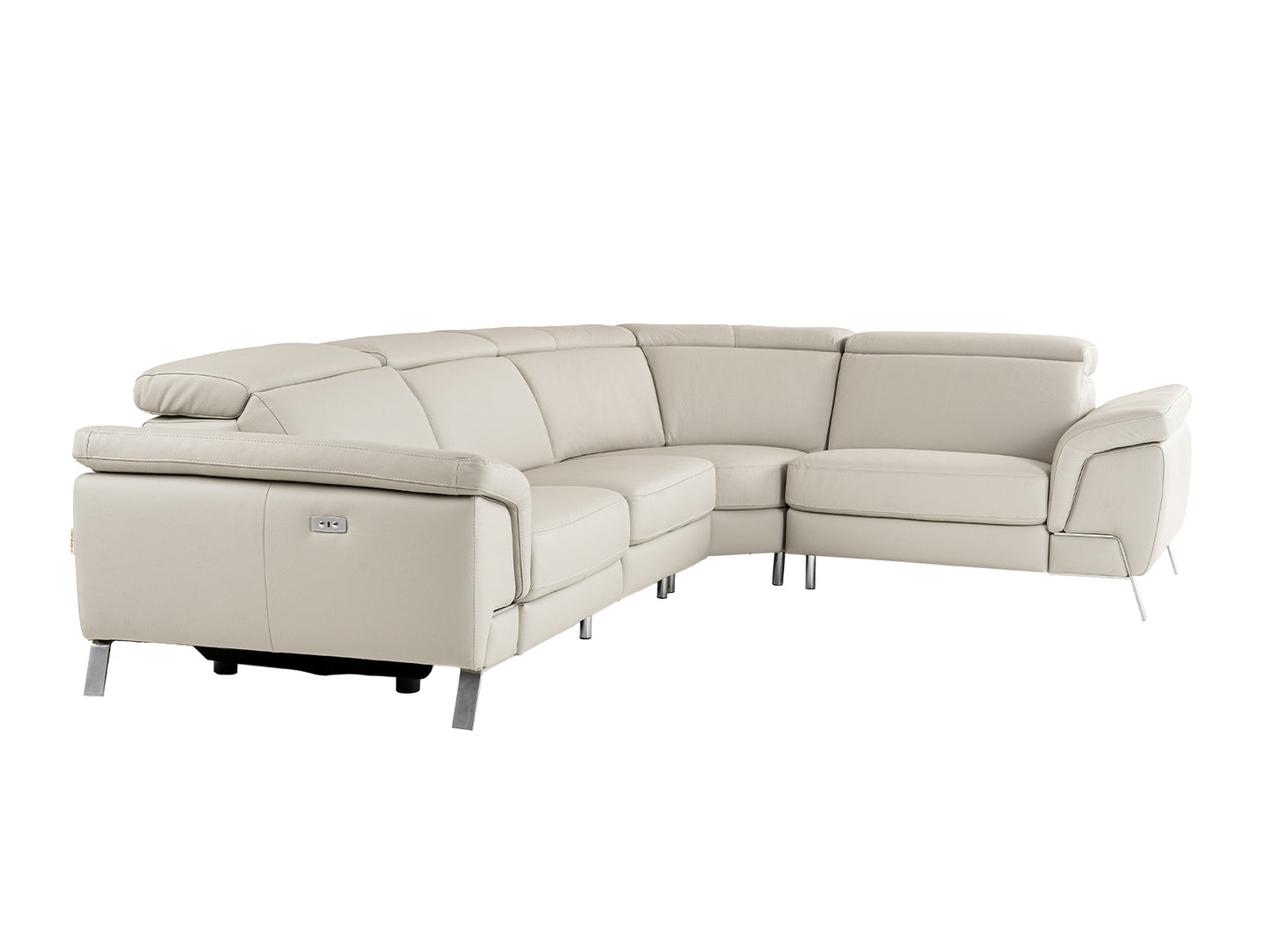 Lamod Italia Mini Wonder Italian Modern Grey Leather Sectional Sofa with Recliners