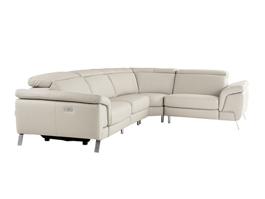 Lamod Italia Mini Wonder Italian Modern Grey Leather Sectional Sofa with Recliners