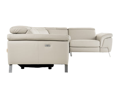 Lamod Italia Mini Wonder Italian Modern Grey Leather Sectional Sofa with Recliners