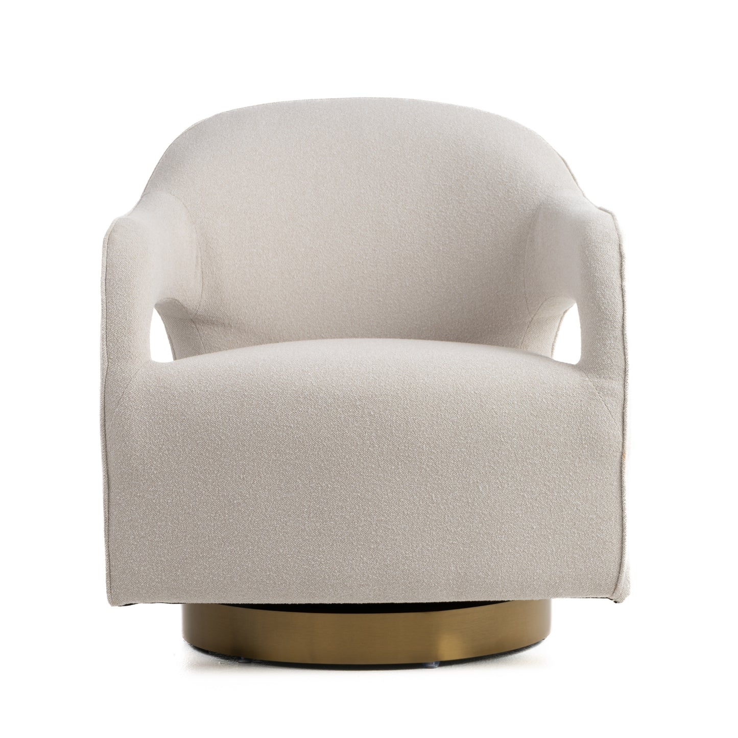 Modrest Worley Modern Beige Fabric Gold Swivel Accent Chair