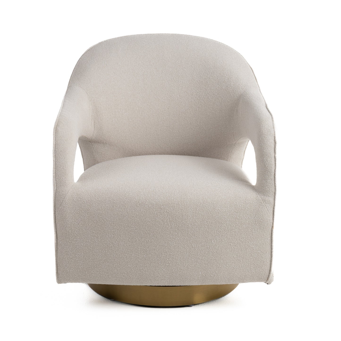 Modrest Worley Modern Beige Fabric Gold Swivel Accent Chair