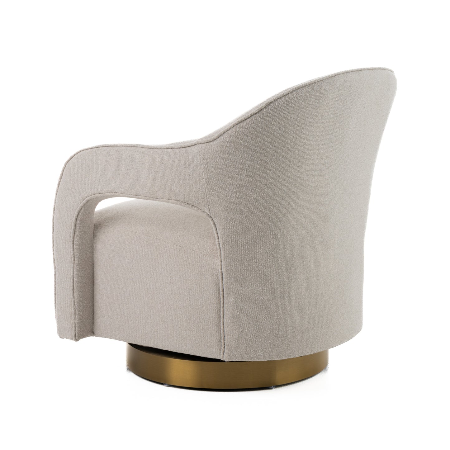 Modrest Worley Modern Beige Fabric Gold Swivel Accent Chair