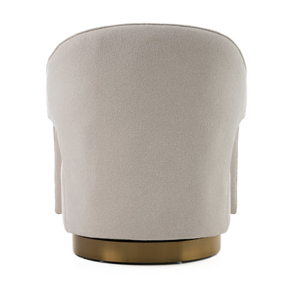 Modrest Worley Modern Beige Fabric Gold Swivel Accent Chair