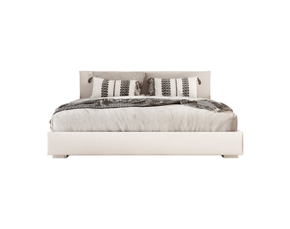 Nova Domus Sogno Italian Modern Beige Fabric Low Headboard EK Bed