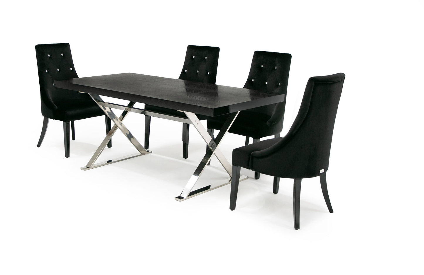 Xavier Modern Black Crocodile Stainless Steel Dining Table