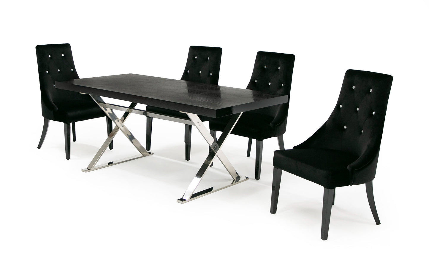 Xavier Modern Black Crocodile Stainless Steel Dining Table