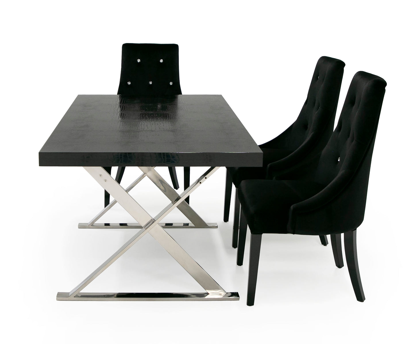 Xavier Modern Black Crocodile Stainless Steel Dining Table