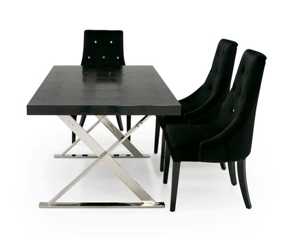Xavier Modern Black Crocodile Stainless Steel Dining Table
