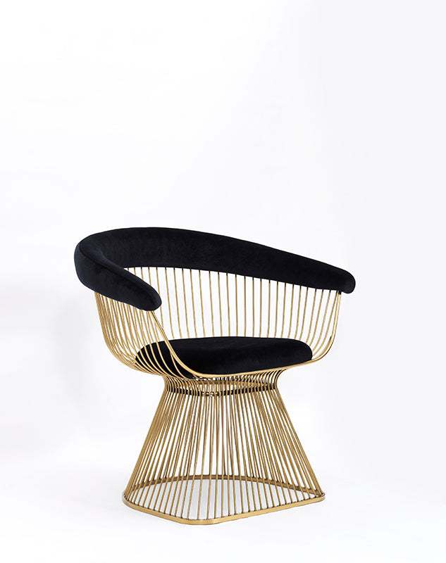 Modrest Chandler Black Velvet and Gold Dining Chair