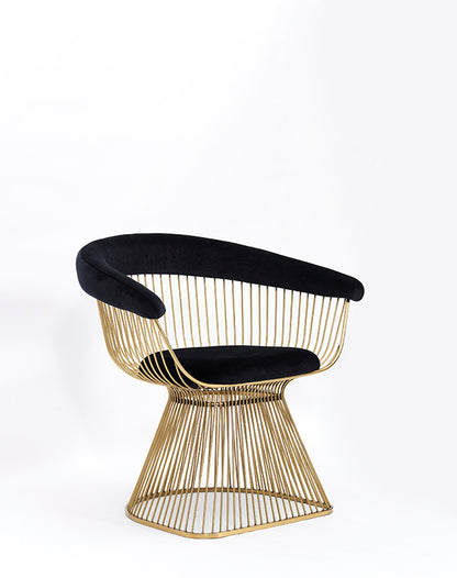 Modrest Chandler Black Velvet and Gold Dining Chair