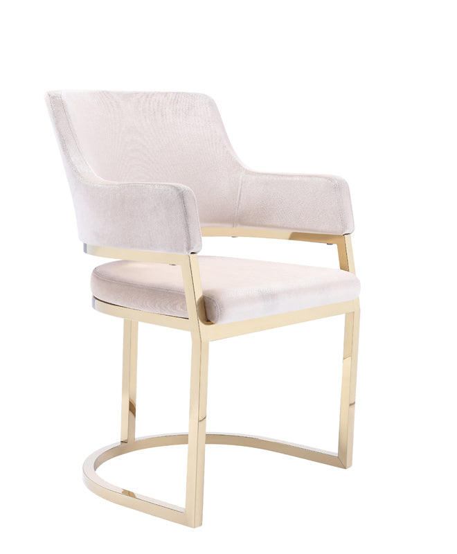 Modrest Tulsa Modern Cream Velvet and Gold Dining Chair