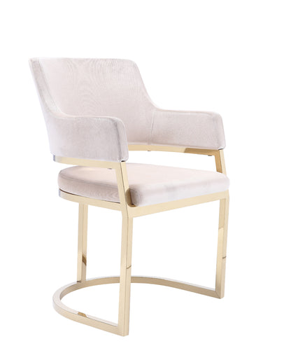Modrest Tulsa Modern Cream Velvet and Gold Dining Chair