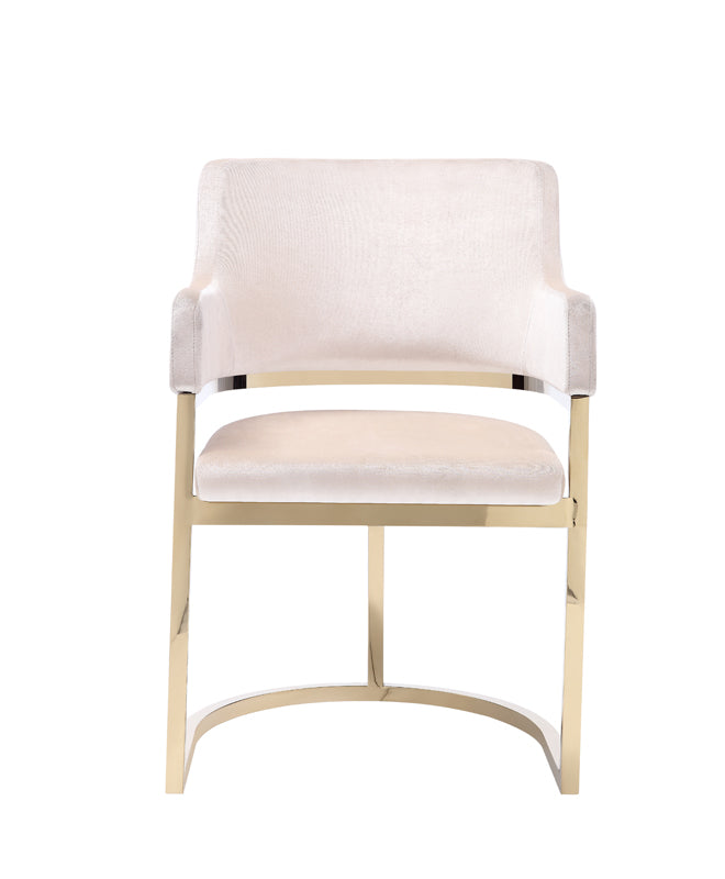 Modrest Tulsa Modern Cream Velvet and Gold Dining Chair