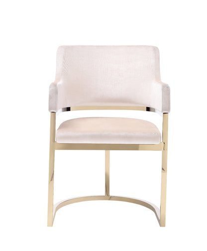 Modrest Tulsa Modern Cream Velvet and Gold Dining Chair