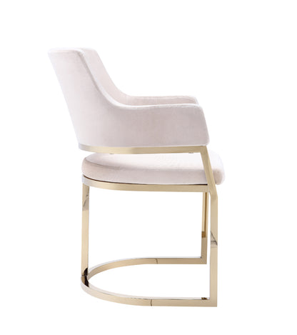 Modrest Tulsa Modern Cream Velvet and Gold Dining Chair