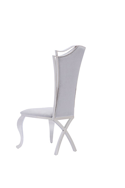 Modrest Bonnie Modern Grey Velvet and Stainless Steel Dining Chair
