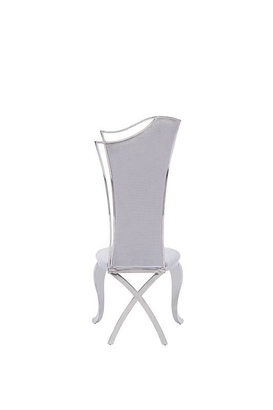Modrest Bonnie Modern Grey Velvet and Stainless Steel Dining Chair