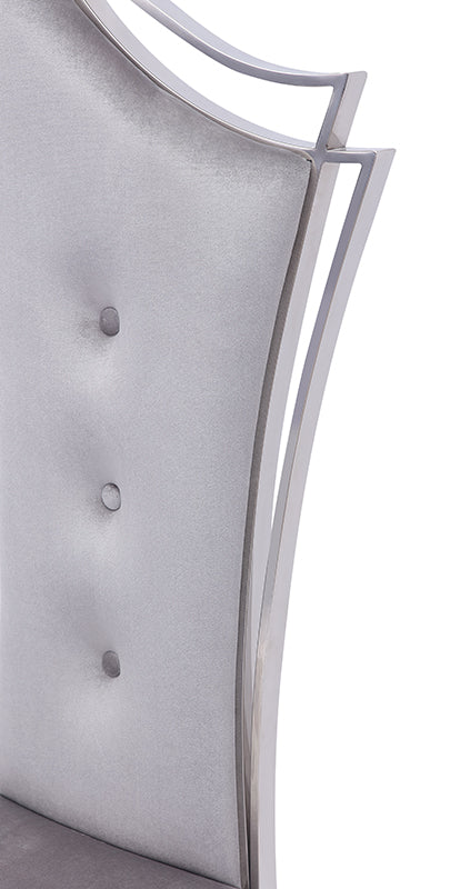 Modrest Bonnie Modern Grey Velvet and Stainless Steel Dining Chair