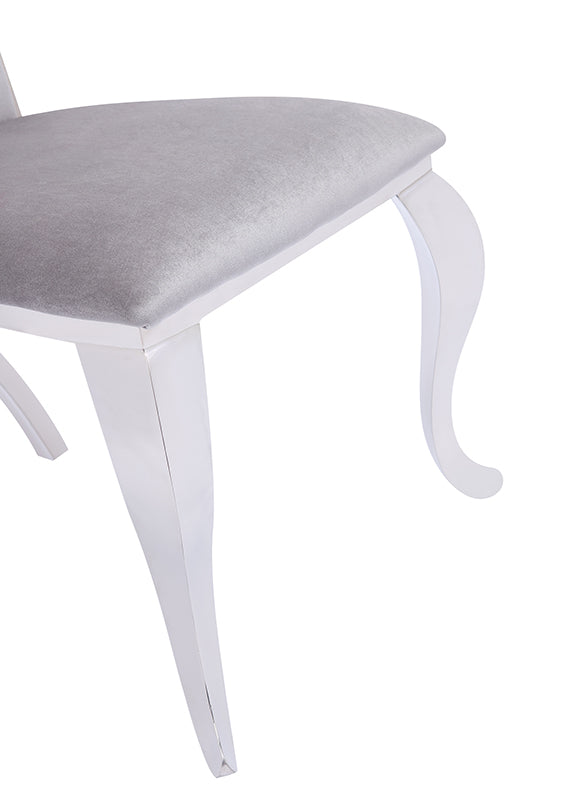 Modrest Bonnie Modern Grey Velvet and Stainless Steel Dining Chair