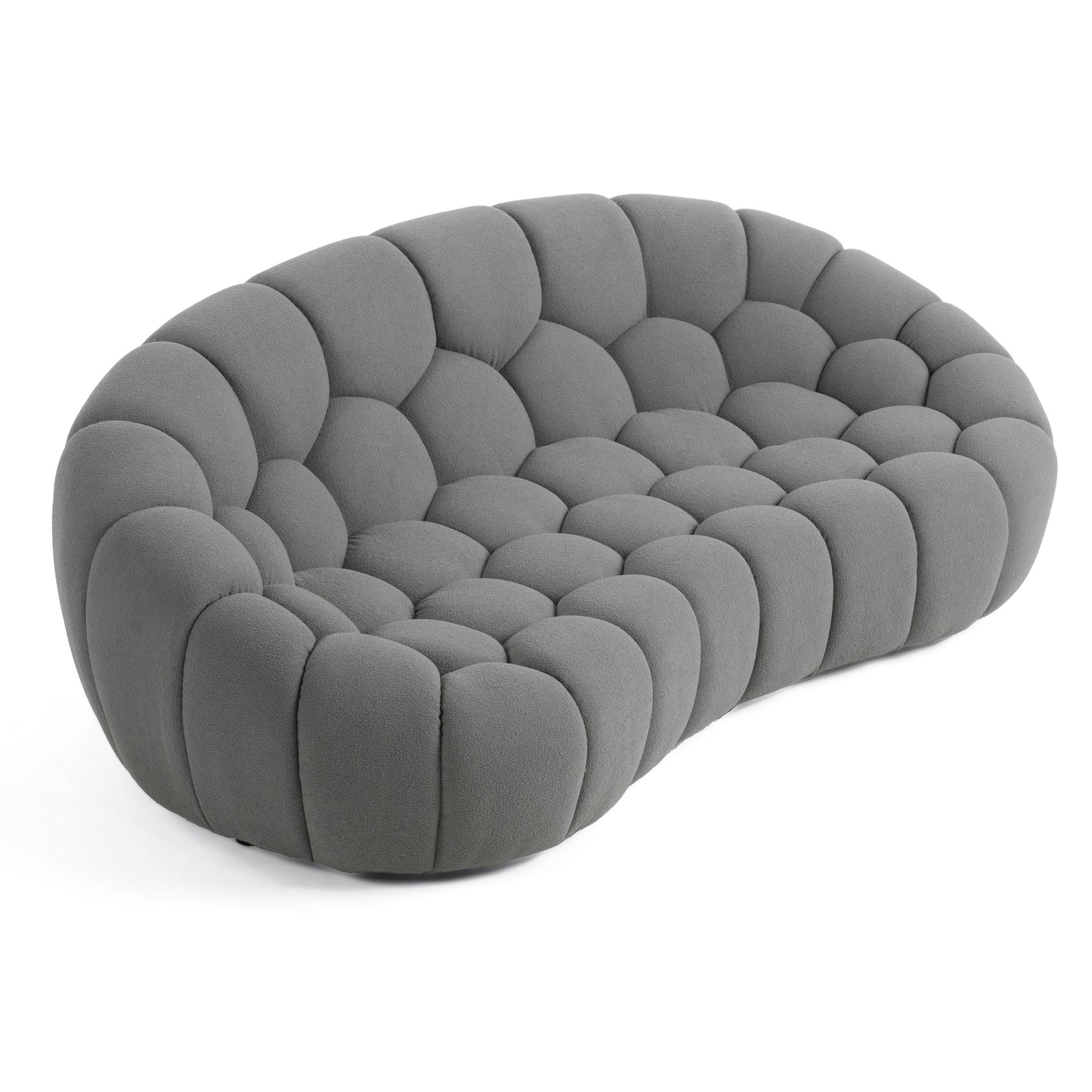 Divani Casa Yolonda Modern Curved Light Grey Fabric Loveseat
