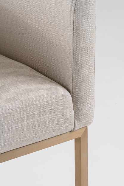 Modrest Yukon Modern Off White Fabric and Brushed Brass Counter Chair
