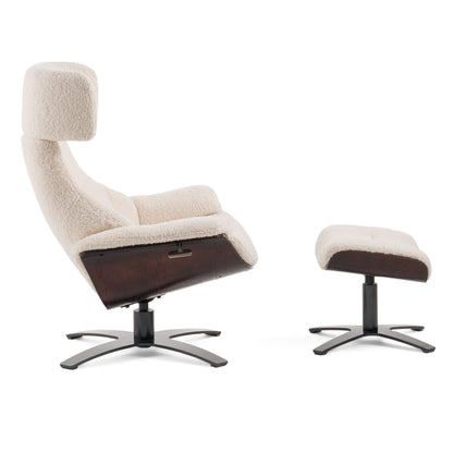 Modrest Zahara Modern Beige Lounge Chair and Ottoman