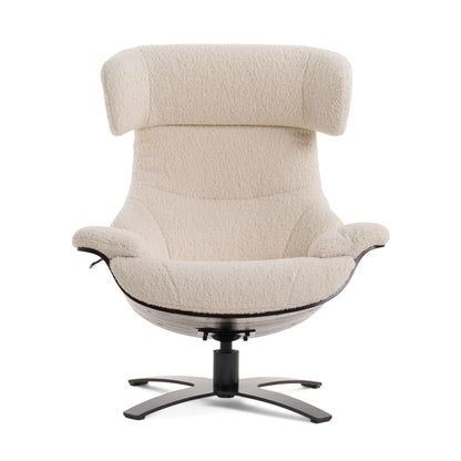 Modrest Zahara Modern Beige Lounge Chair and Ottoman